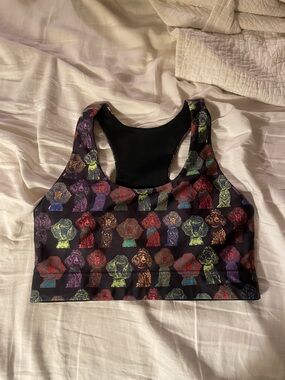 Terez Colorful dog Print Sports Bra - Black Base